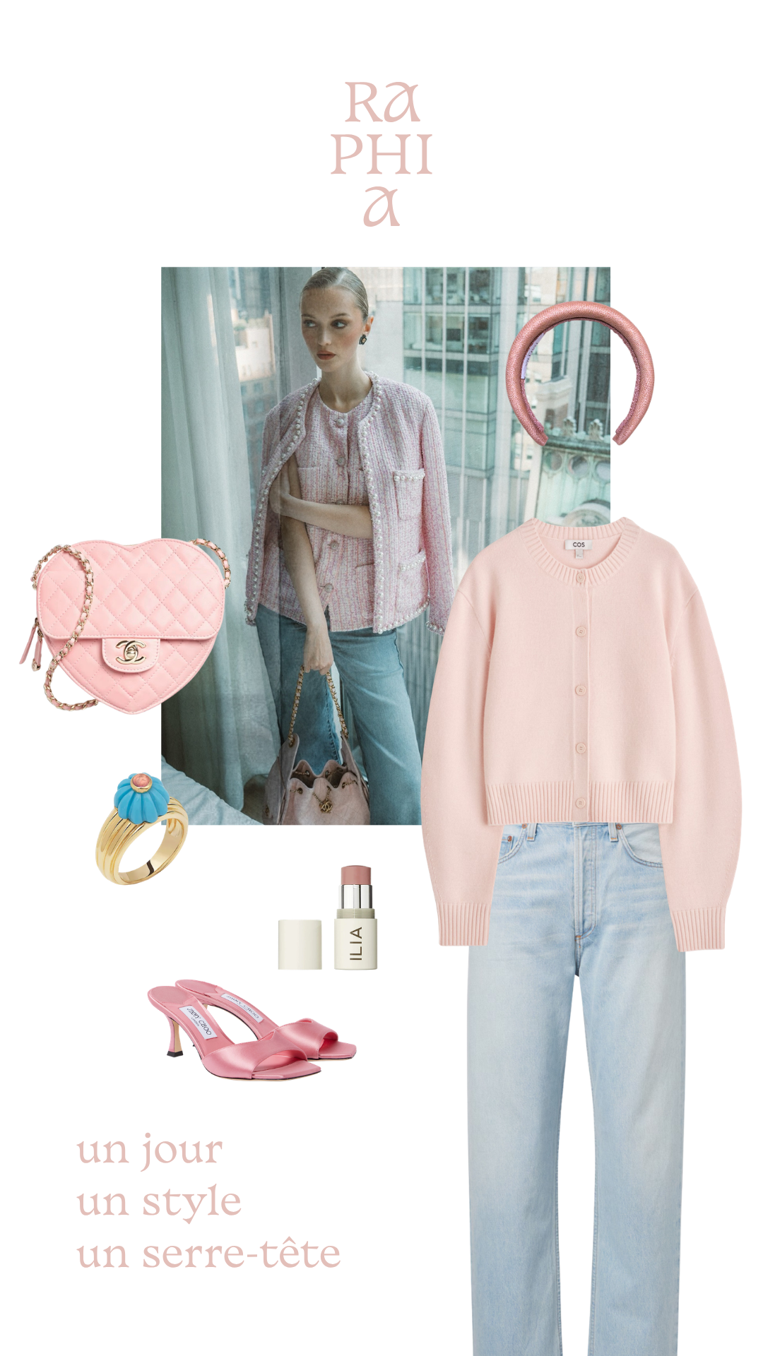 tenue rose chic avec accessoire cheveux