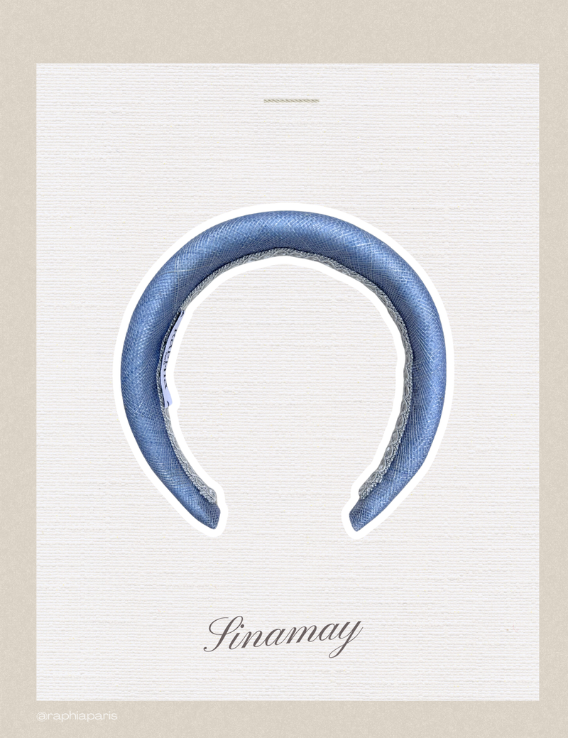Serre-tête en sinamay bleu clair baby blue Raphia Paris