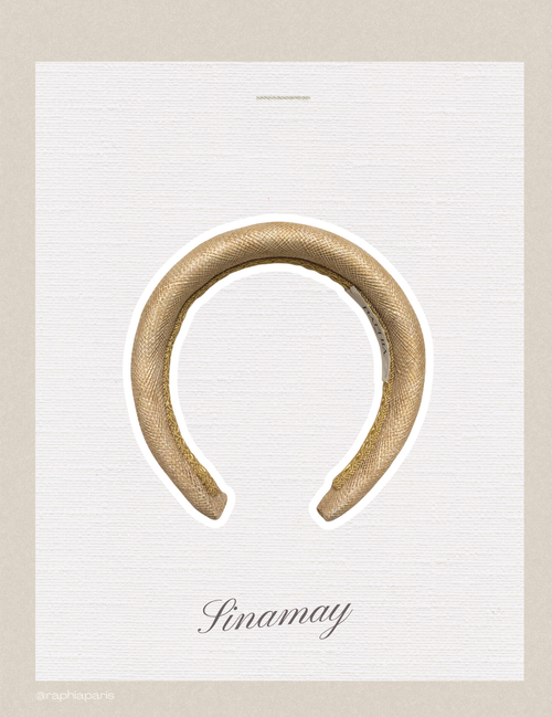 Serre-tête en sinamay beige naturel Raphia Paris