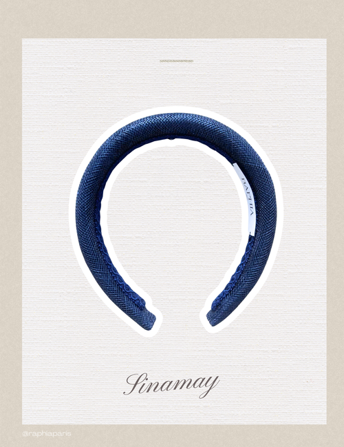 Serre-tête en sinamay bleu marine Raphia Paris