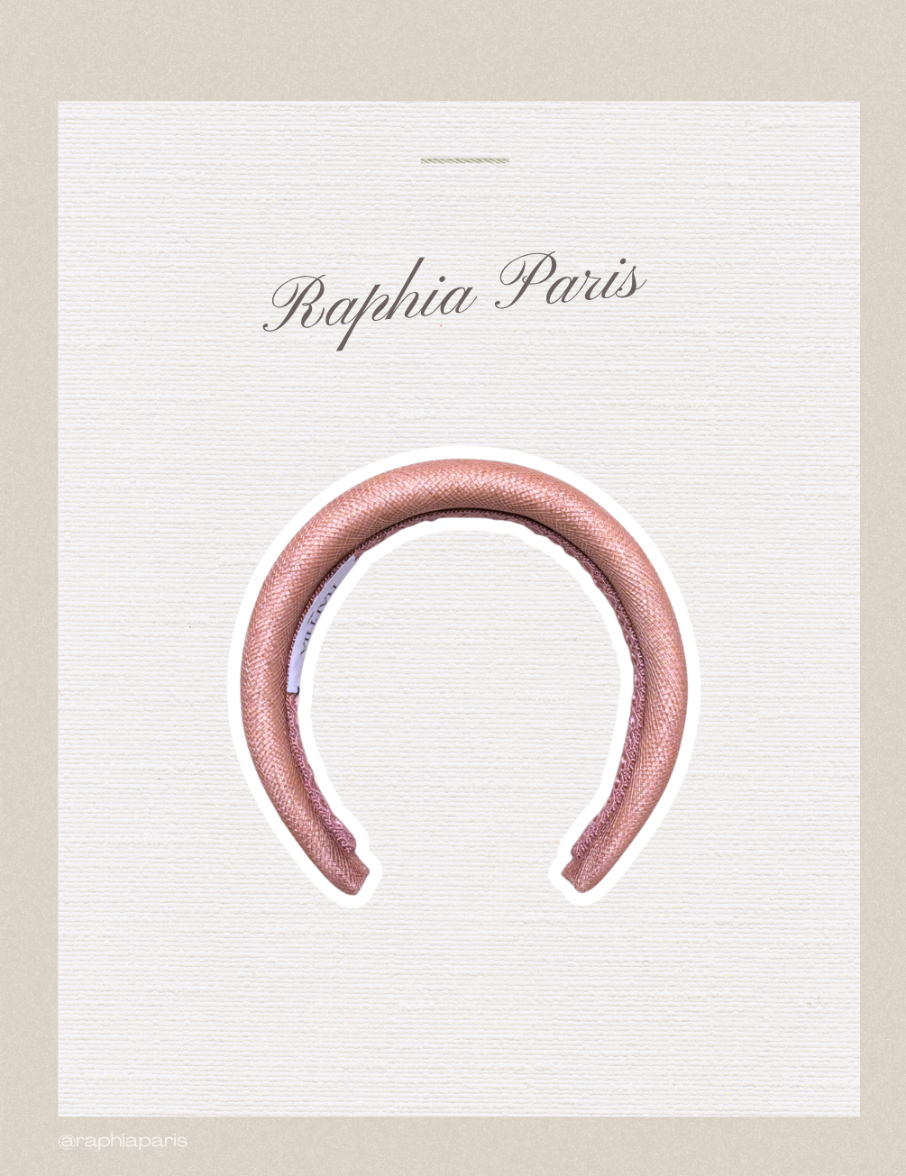 Serre-tête en sinamay rose Raphia Paris