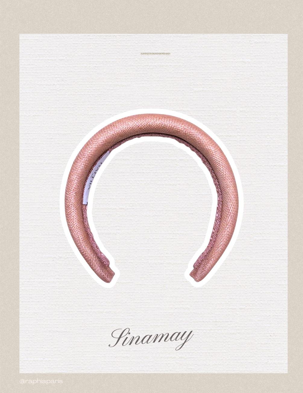 Serre-tête en sinamay rose Raphia Paris