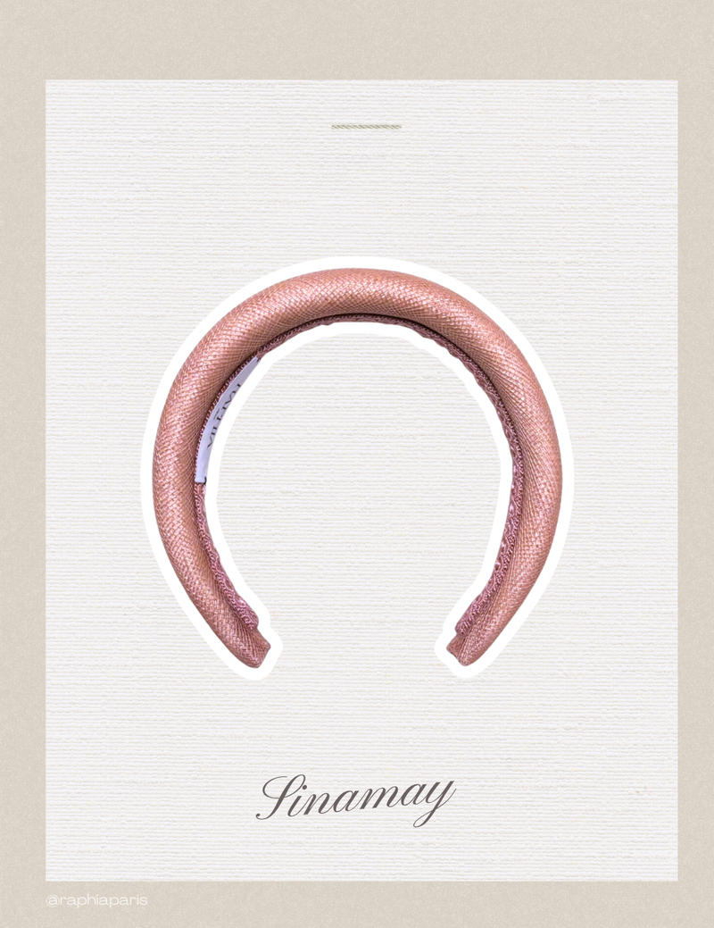 Serre-tête en sinamay rose Raphia Paris