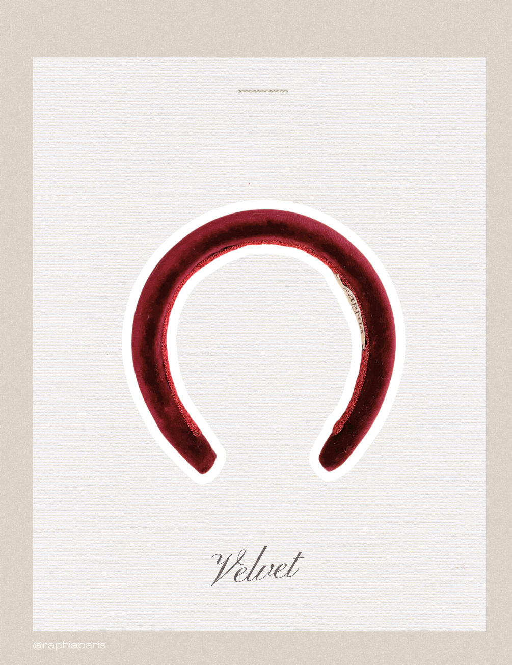 Serre-tête en velours rouge bordeaux Raphia Paris