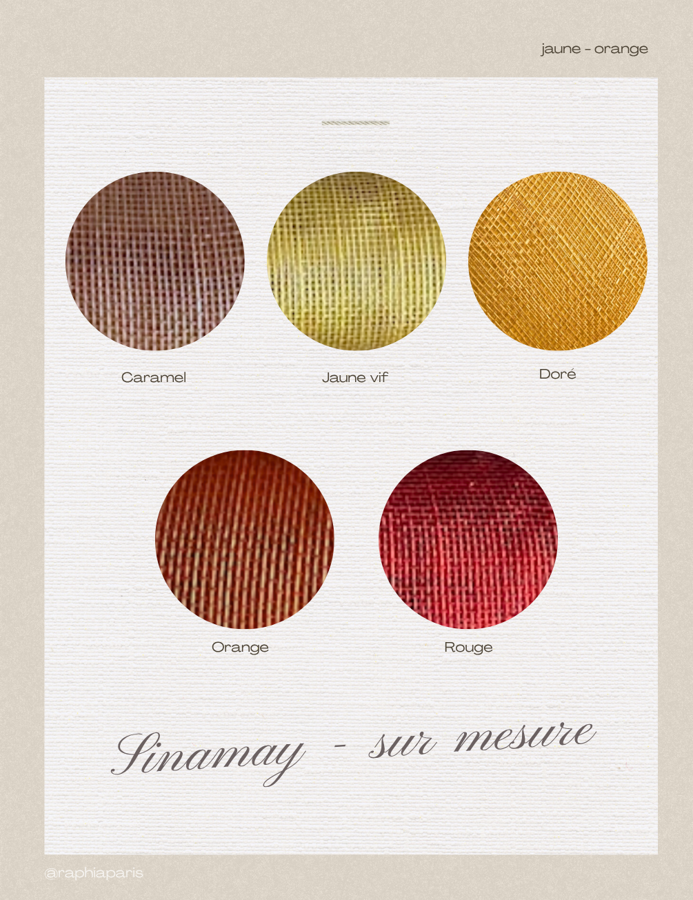 serre-têtes sur mesure coloris jaune orange