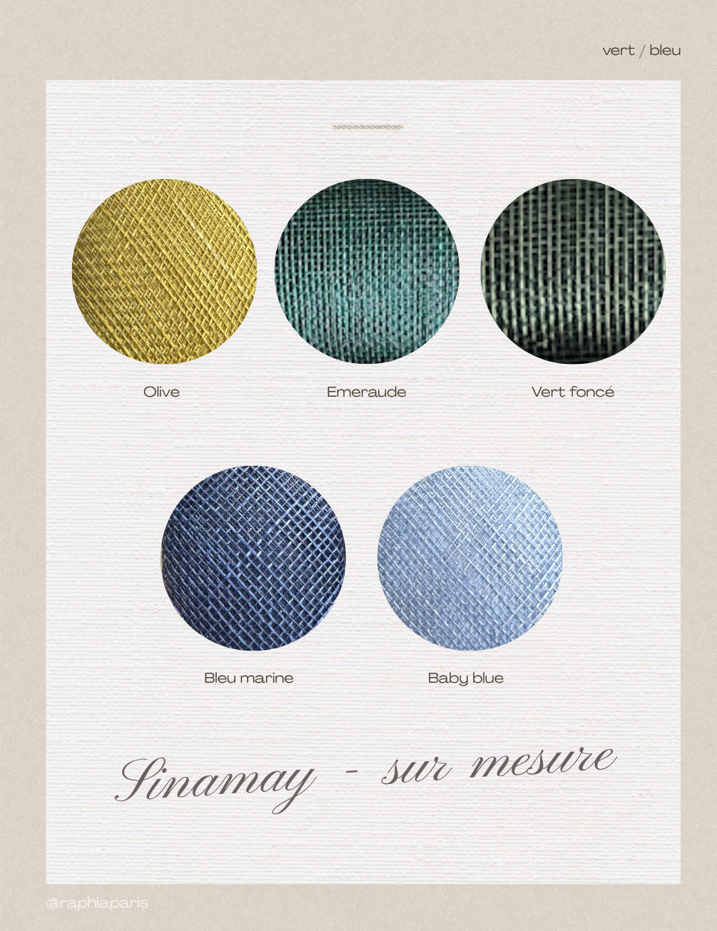 serre-têtes sur mesure coloris vert bleu