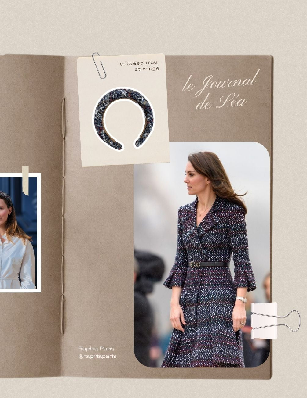 tenue bleu élégante avec serre tête bleu tweed